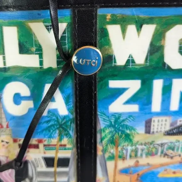 Lutci Vintage Black Hollywood Movies Magazine Anna Silvey Illustration Tote Bag - Picture 5 of 13